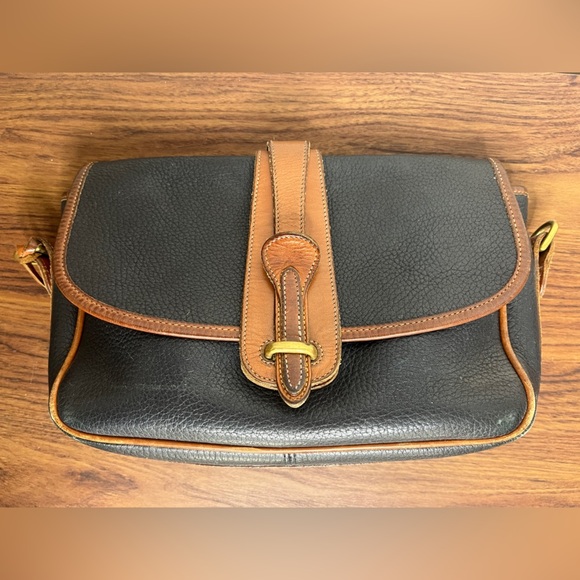 Vintage DOONEY & BOURKE Black All Weather Leather Purse Bag Equestrian NO STRAP - Picture 3 of 10